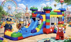 Lego Bounce House Combo with Slide and Pool Rental